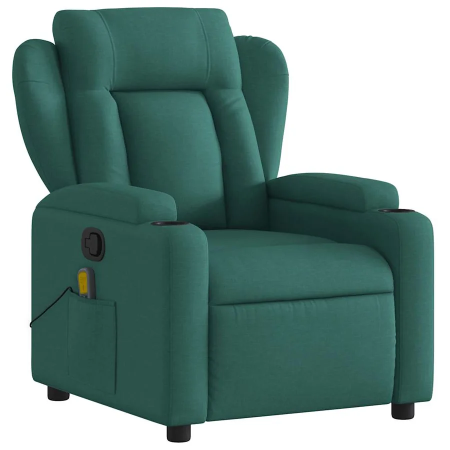 Fauteuil de massage inclinable Vert foncé Tissu - 4