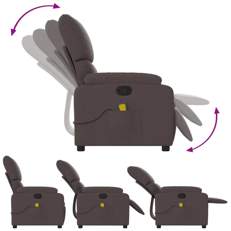 Fauteuil de massage inclinable Marron foncé Tissu - 7