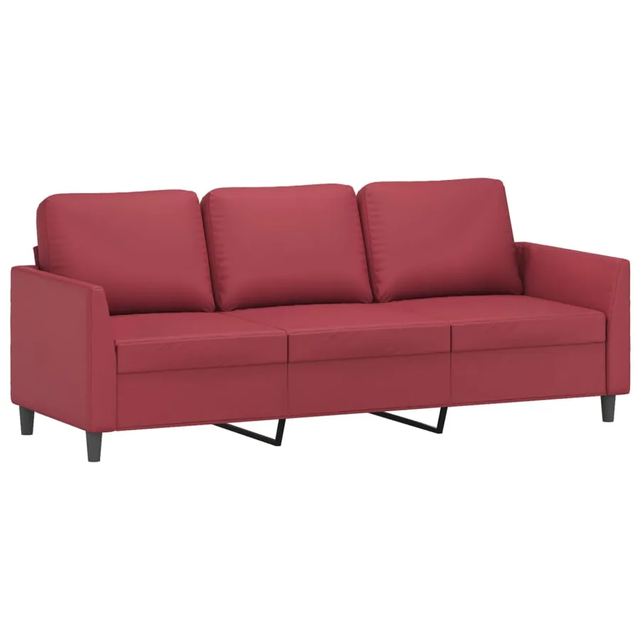 Ensemble de canapés 2 pcs et coussins Rouge bordeaux Similicuir - 4