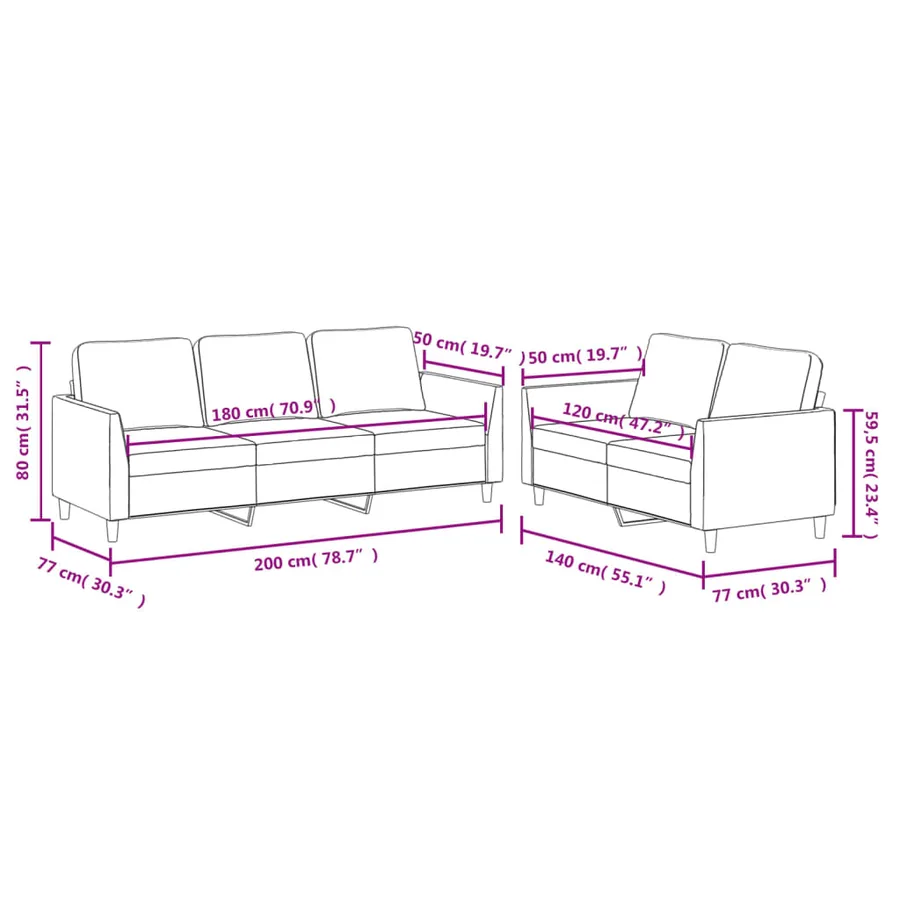 Ensemble de canapés 2 pcs et coussins Rouge bordeaux Similicuir - 7