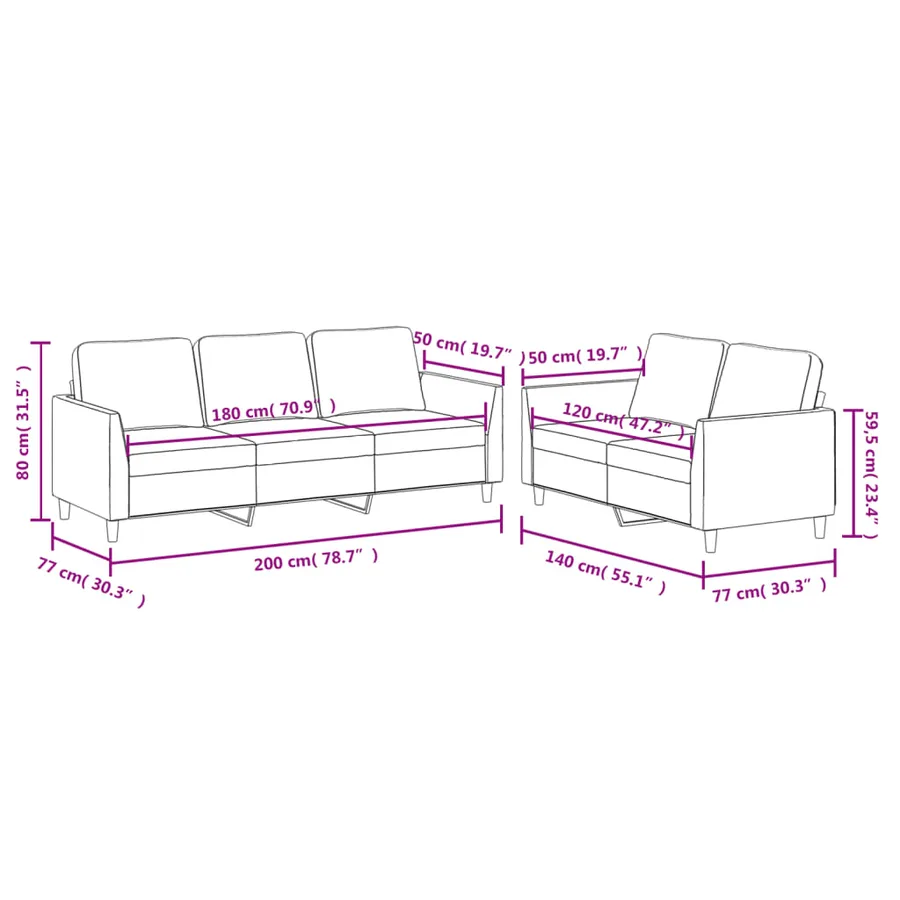 Ensemble de canapés 2 pcs avec coussins Crème Similicuir - 7