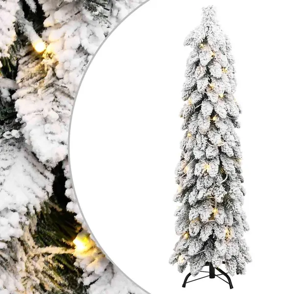 Sapin de Noël artificiel pré-éclairé avec 80 LED/neige floquée