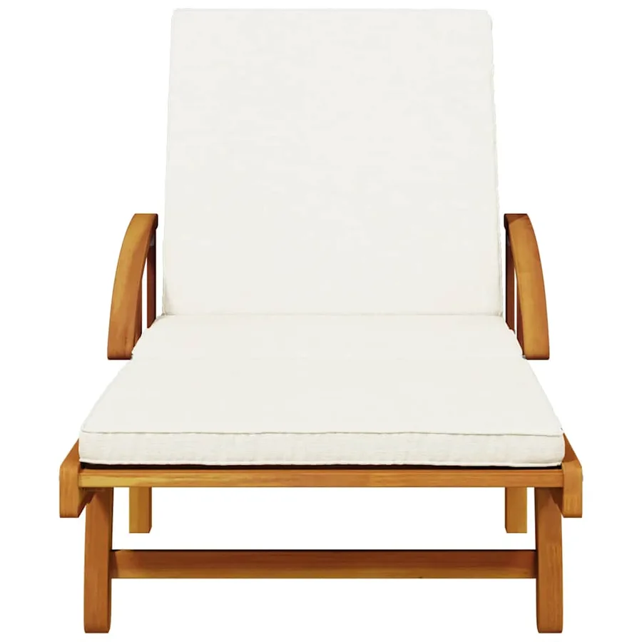 Chaises longues lot de 2 avec table bois massif d'acacia - 5