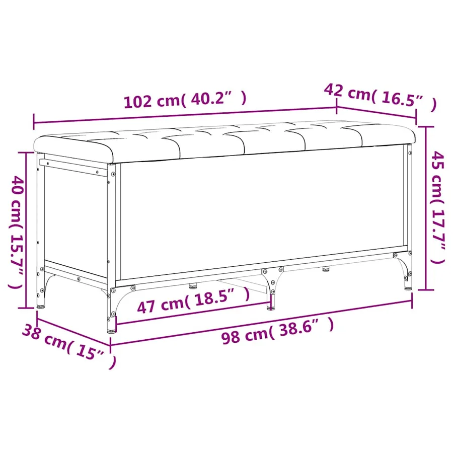Banc de rangement sonoma gris 102x42x45 cm bois d'ingénierie - 10