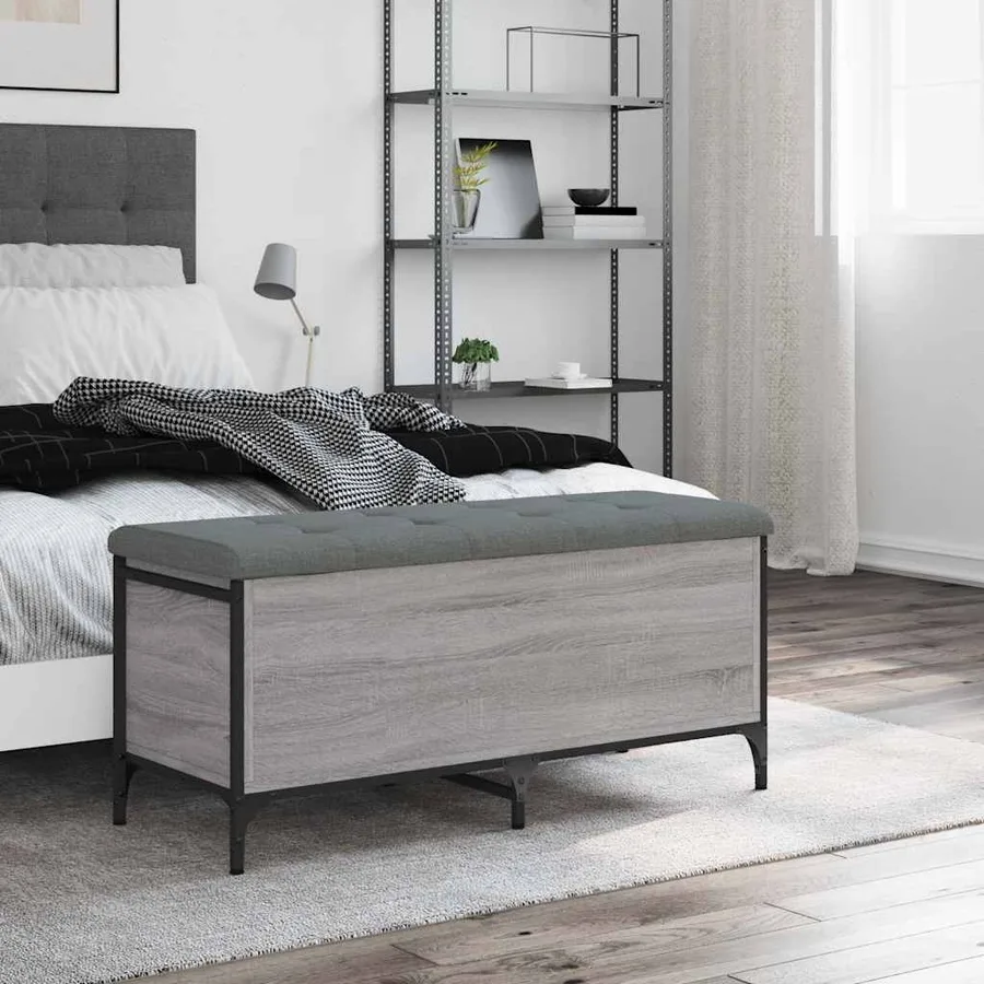 Banc de rangement sonoma gris 102x42x45 cm bois d'ingénierie - 3