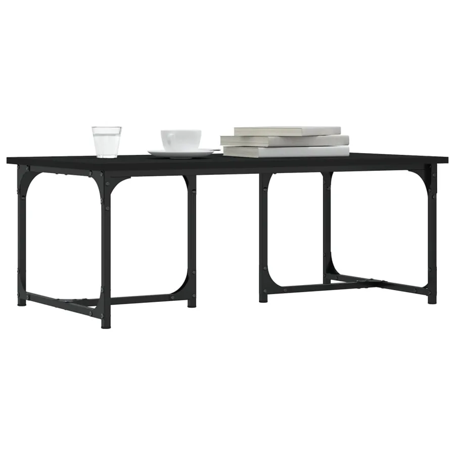 Table basse Noir 90x50x35 cm Bois d'ingénierie - 3