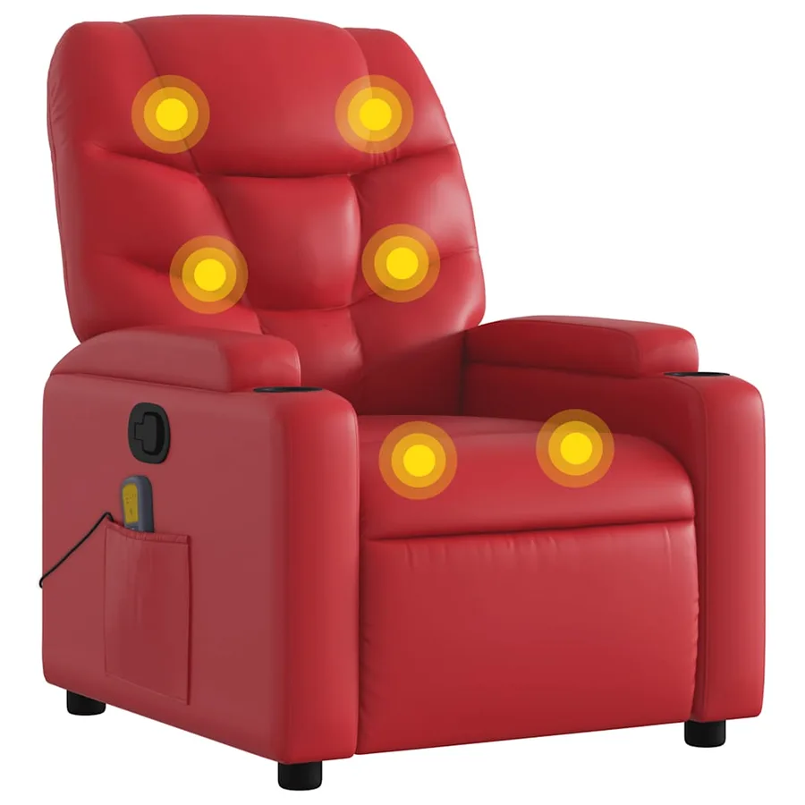 Fauteuil de massage inclinable rouge similicuir - 2