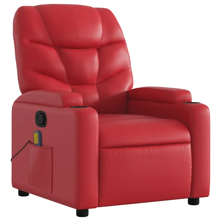 Fauteuil de massage inclinable rouge similicuir - 3
