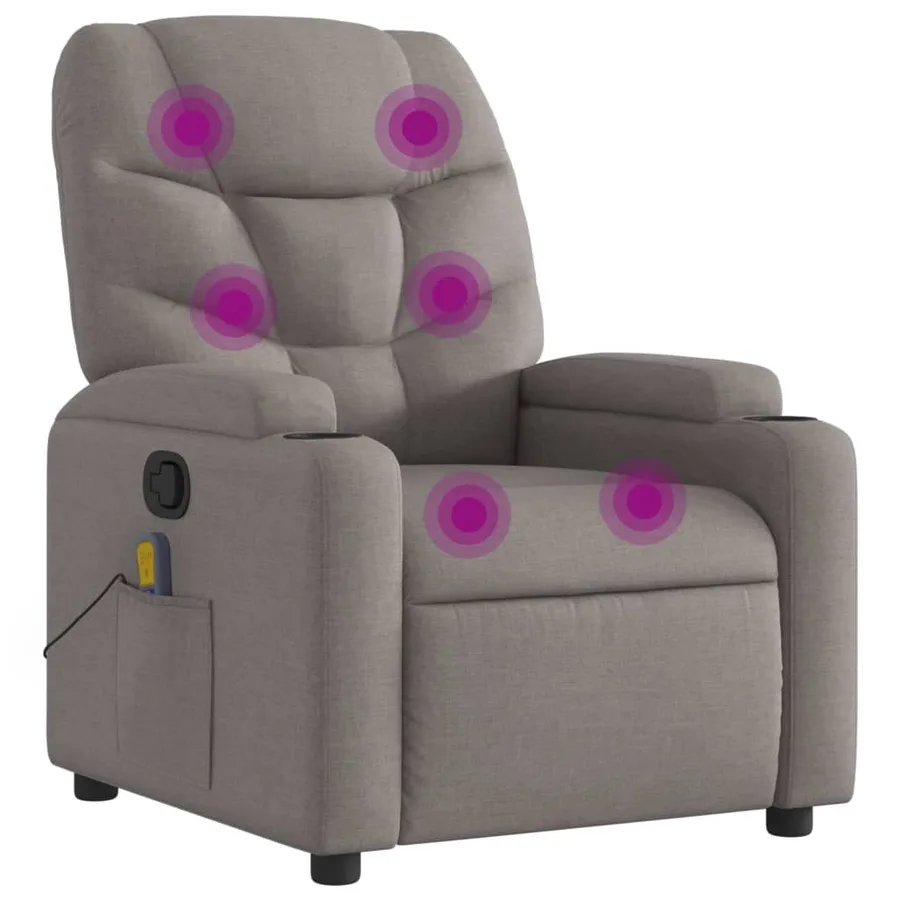Fauteuil de massage inclinable Taupe Tissu - 2
