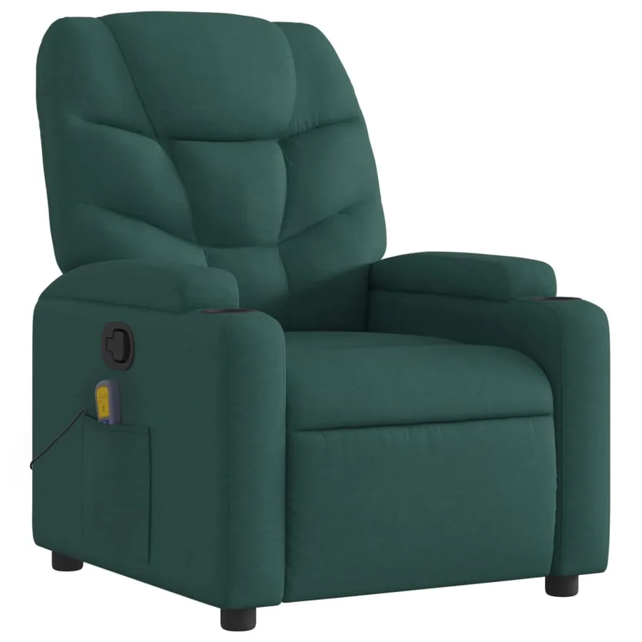Fauteuil inclinable de massage vert foncé tissu - 3