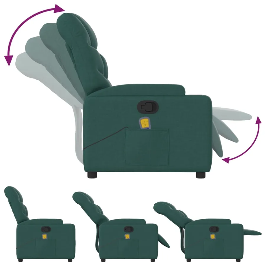 Fauteuil inclinable de massage vert foncé tissu - 5