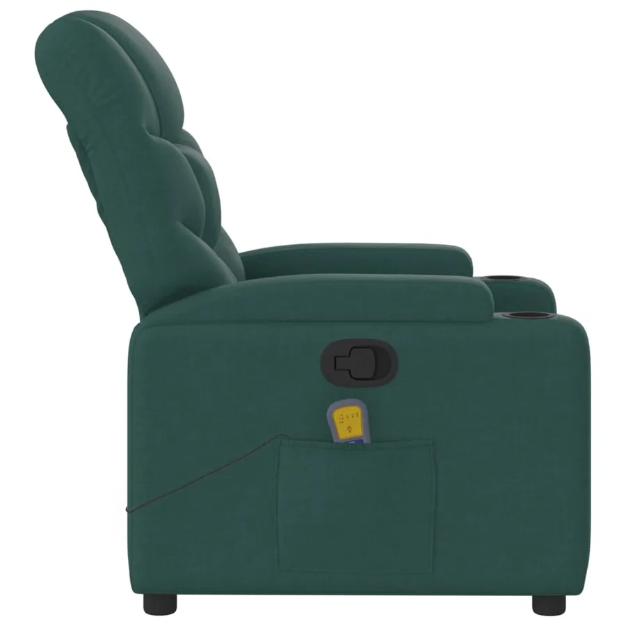 Fauteuil inclinable de massage vert foncé tissu - 8