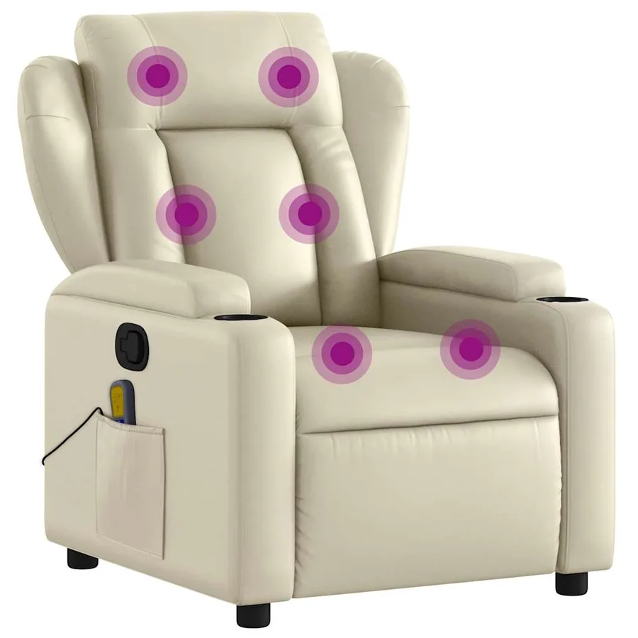 Fauteuil de massage inclinable crème similicuir - 2