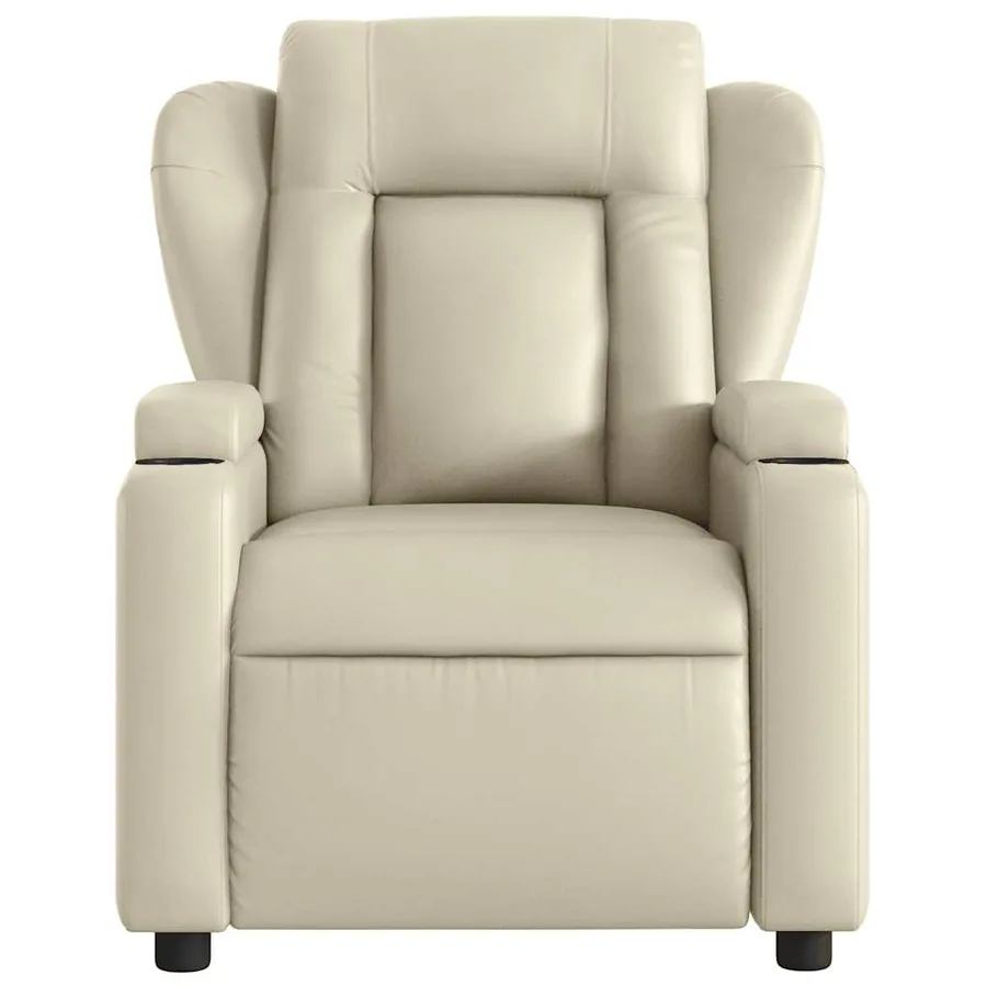 Fauteuil de massage inclinable crème similicuir - 7
