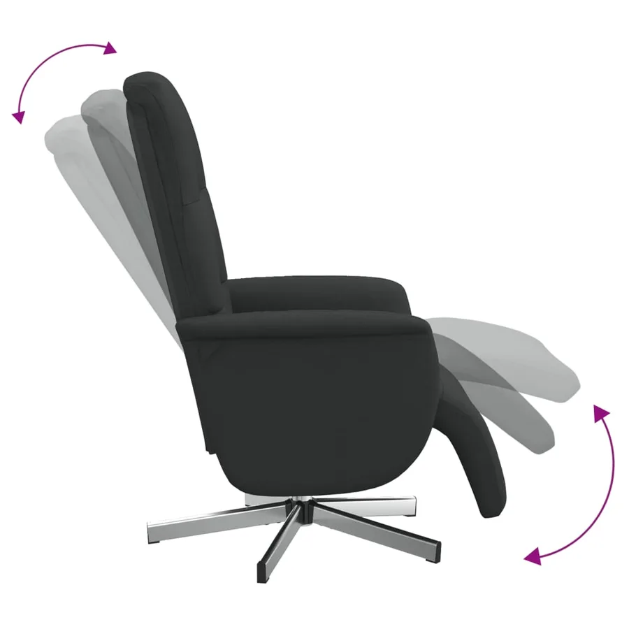 Fauteuil inclinable avec repose-pieds noir tissu - 6