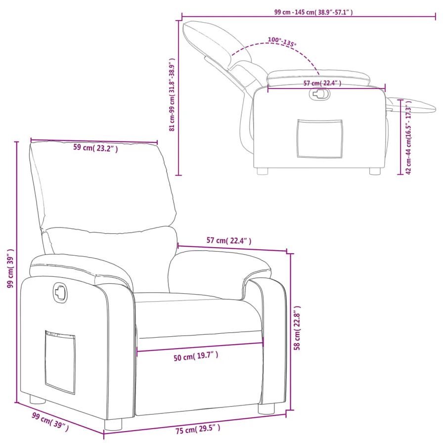Fauteuil inclinable Noir Tissu - 11