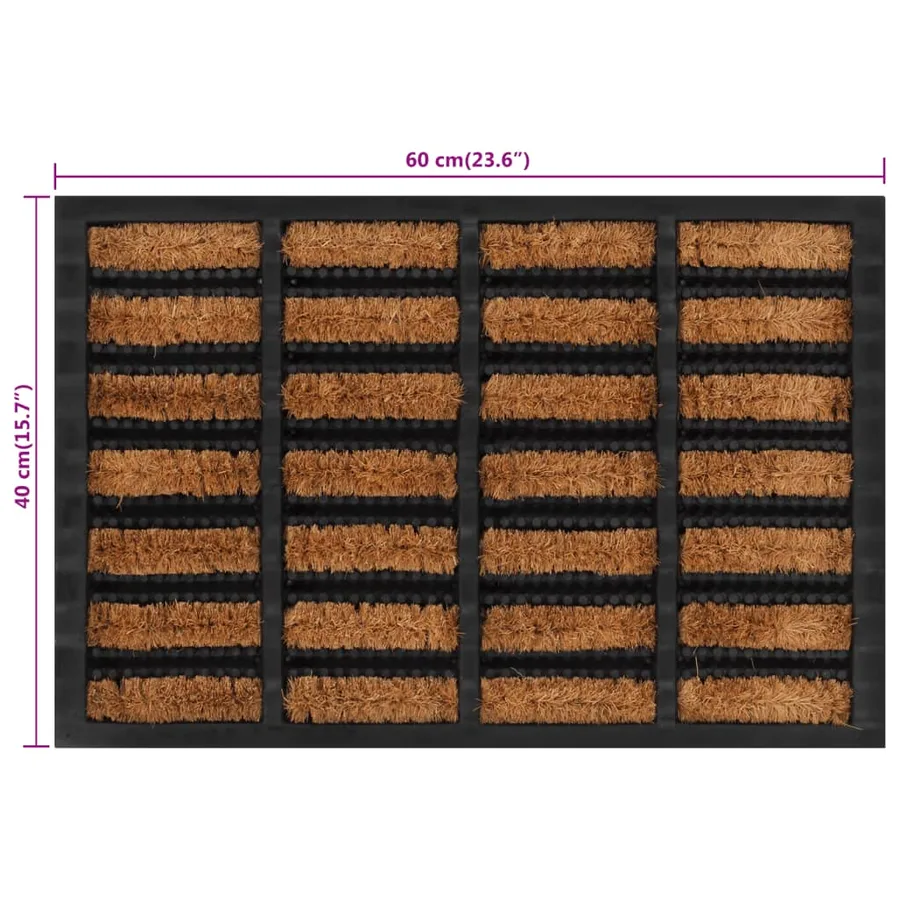 Paillasson rectangulaire 40x60 cm caoutchouc et fibre de coco - 6