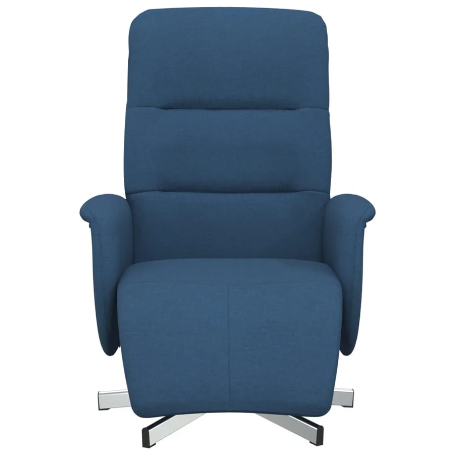 Fauteuil inclinable avec repose-pieds bleu tissu - 3