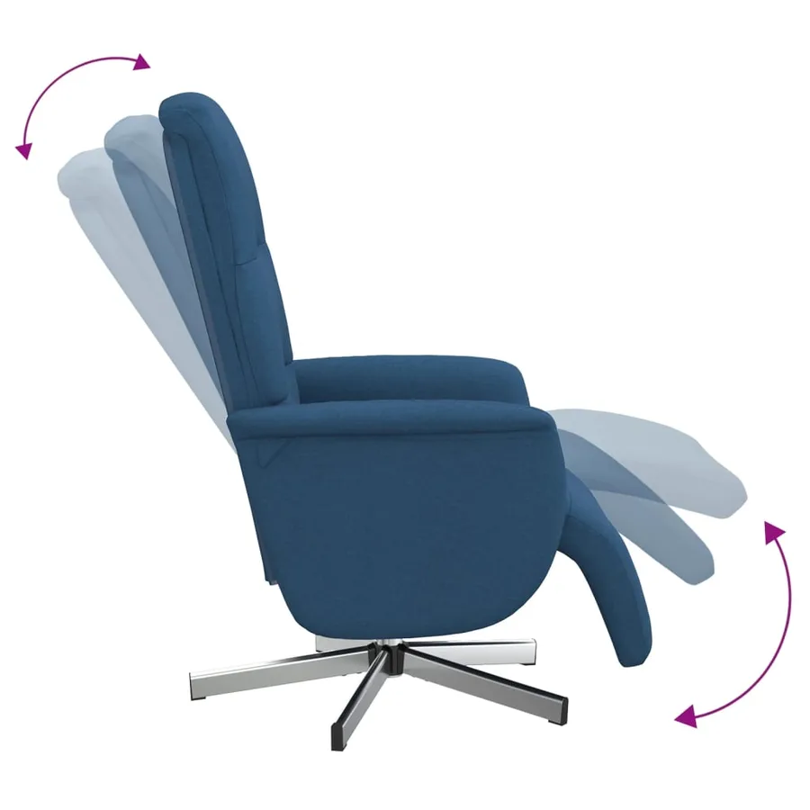 Fauteuil inclinable avec repose-pieds bleu tissu - 6