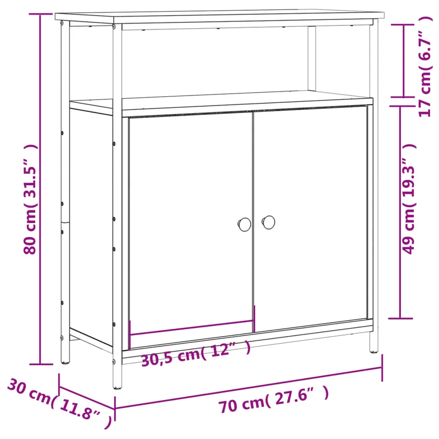 Buffet sonoma gris 70x30x80 cm bois d'ingénierie - 11