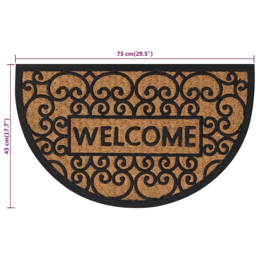 Tapis de porte demi-rond 45x75 cm caoutchouc et fibre de coco - 7