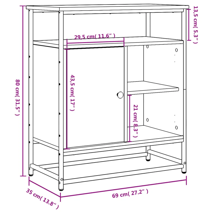 Buffet Chêne Sonoma 69x35x80 cm Bois d'ingénierie - 11