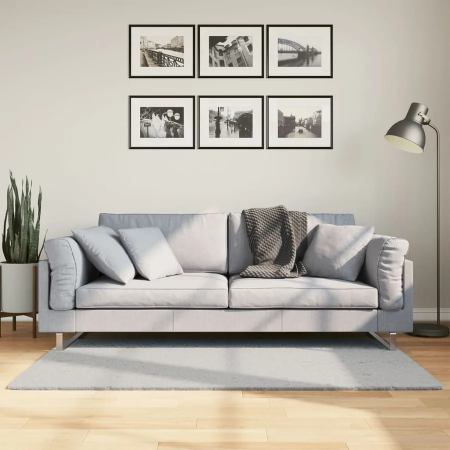 Tapis HUARTE à poils courts doux et lavable gris 80x150 cm
