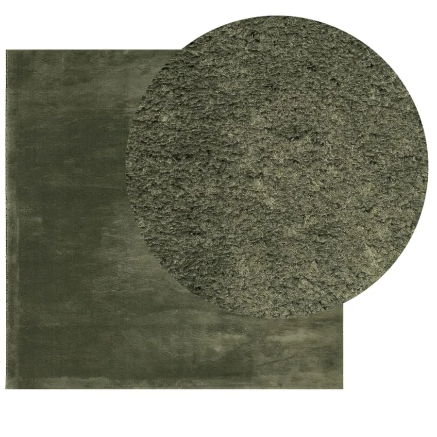 Tapis HUARTE à poils courts doux lavable vert forêt 240x240 cm - 3