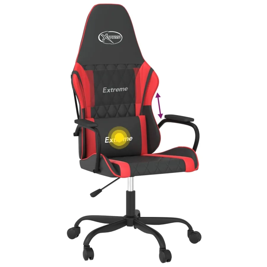 Chaise de jeu de massage Noir et rouge Similicuir - 7