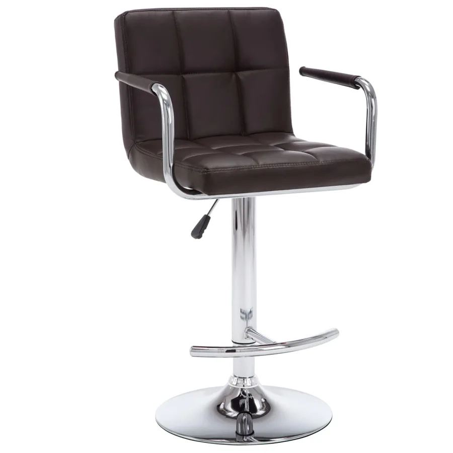 Tabourets de bar lot de 2 marron similicuir - 3