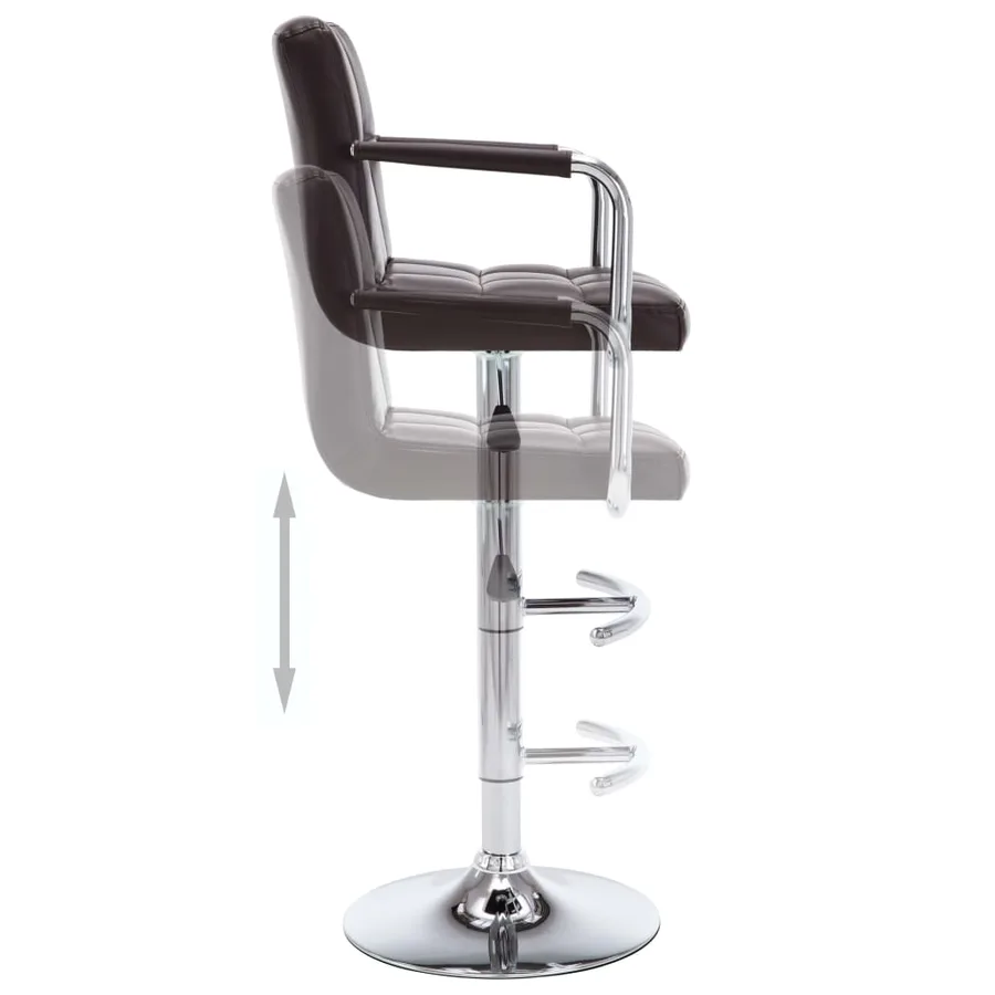 Tabourets de bar lot de 2 marron similicuir - 6