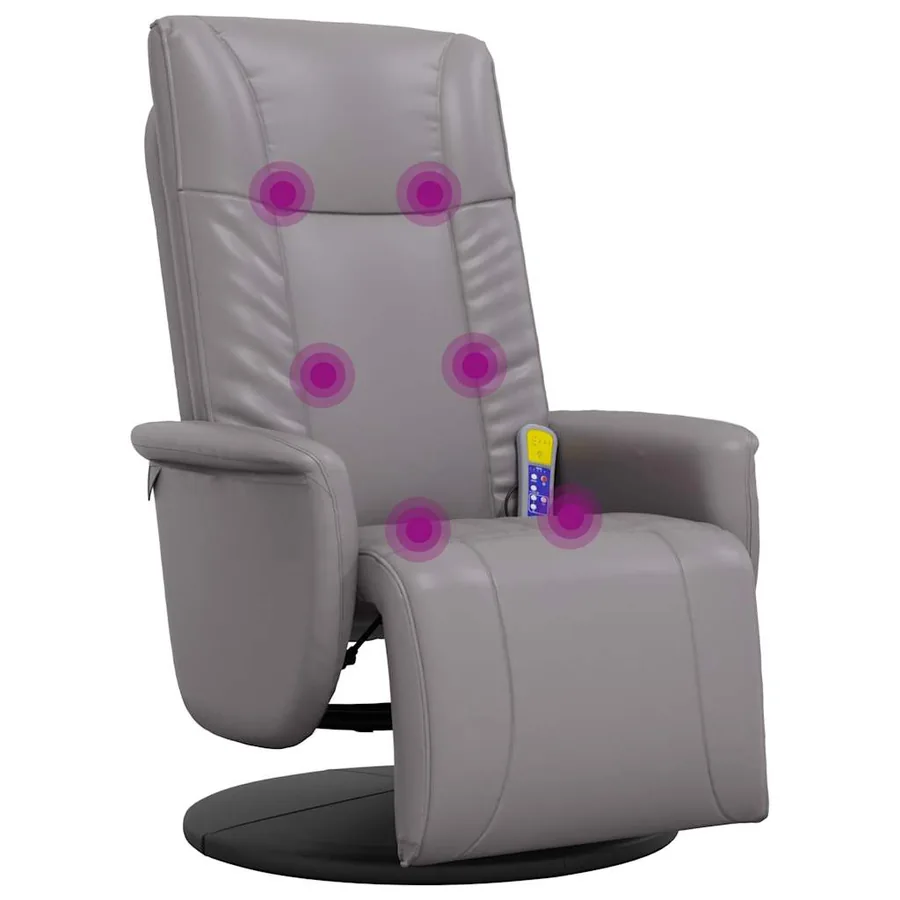 Fauteuil inclinable de massage repose-pieds gris similicuir - 2