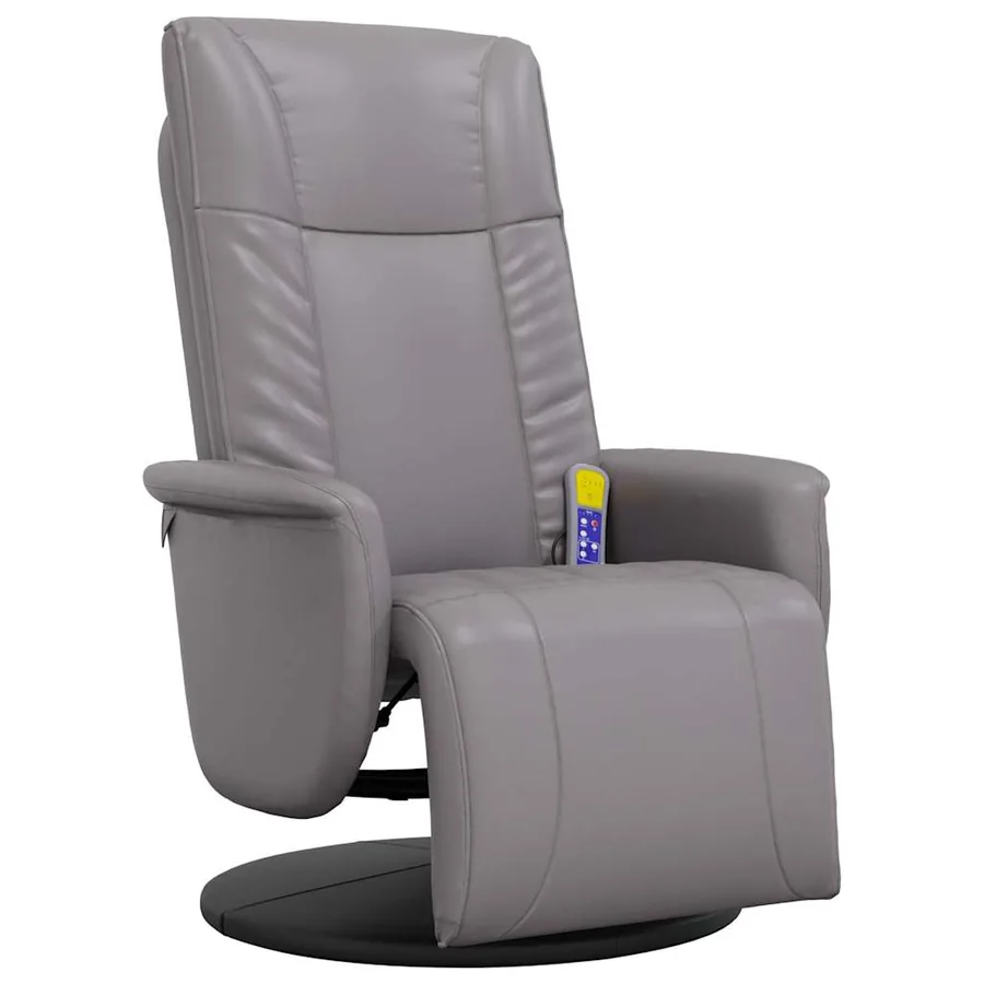 Fauteuil inclinable de massage repose-pieds gris similicuir - 3