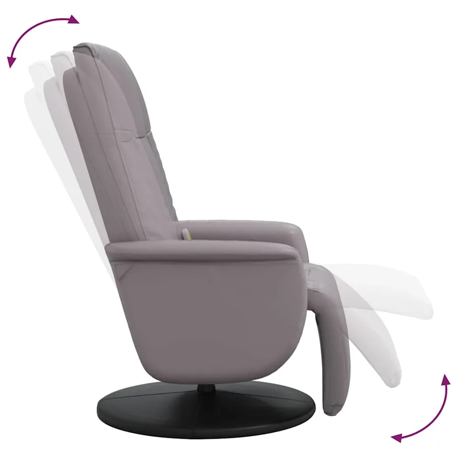 Fauteuil inclinable de massage repose-pieds gris similicuir - 7