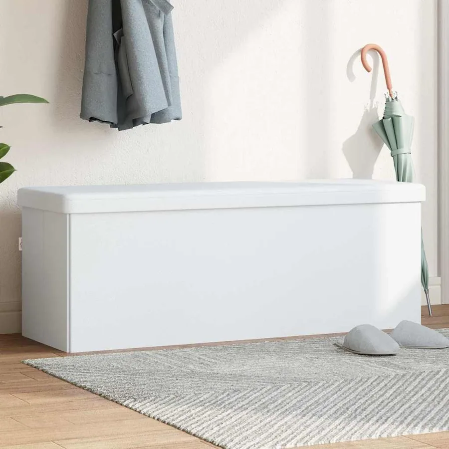 Banc de rangement pliable blanc PVC