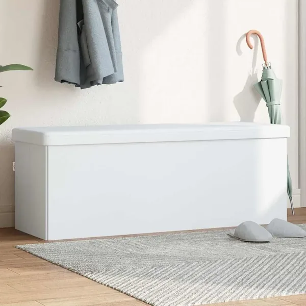 Banc de rangement pliable blanc PVC
