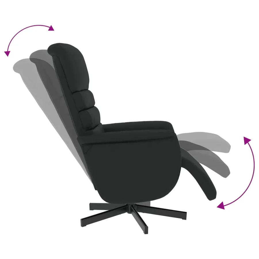 Fauteuil inclinable avec repose-pieds noir similicuir - 7