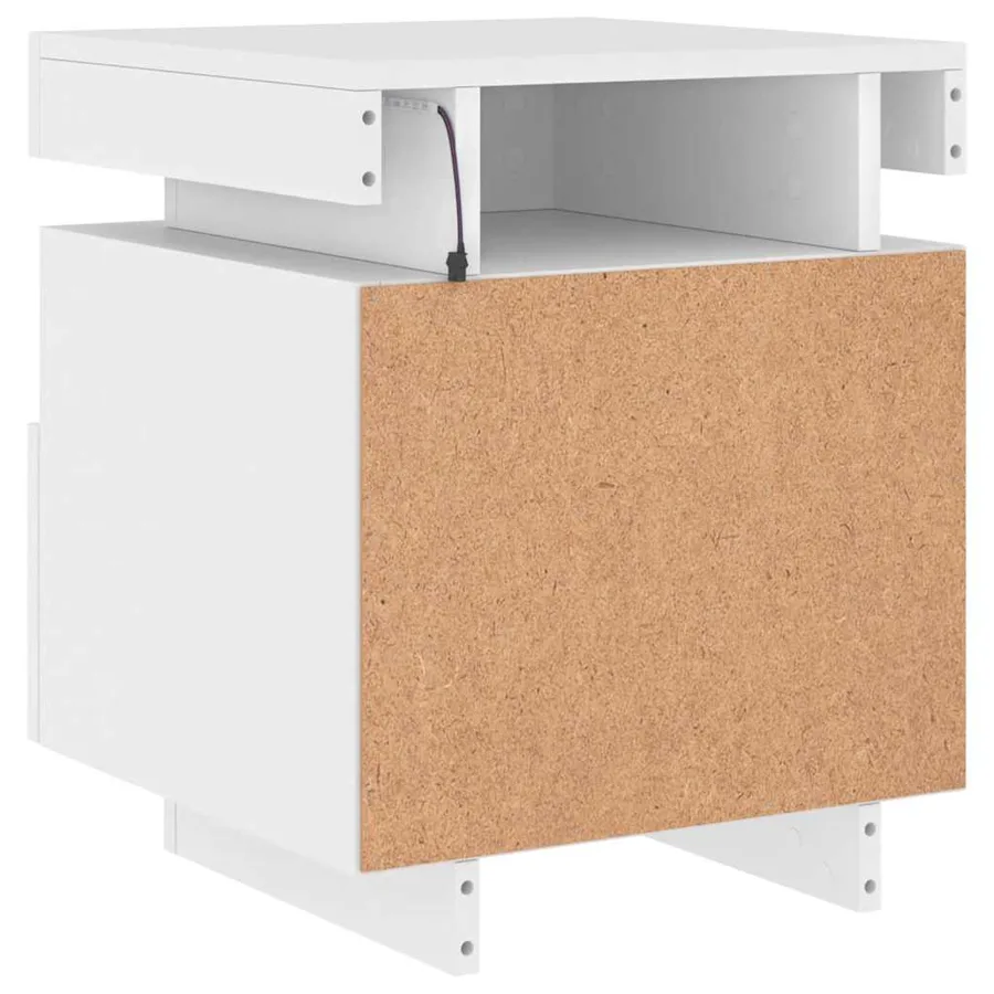 Armoire de chevet avec lumières LED blanc 40x39x48,5 cm - 7
