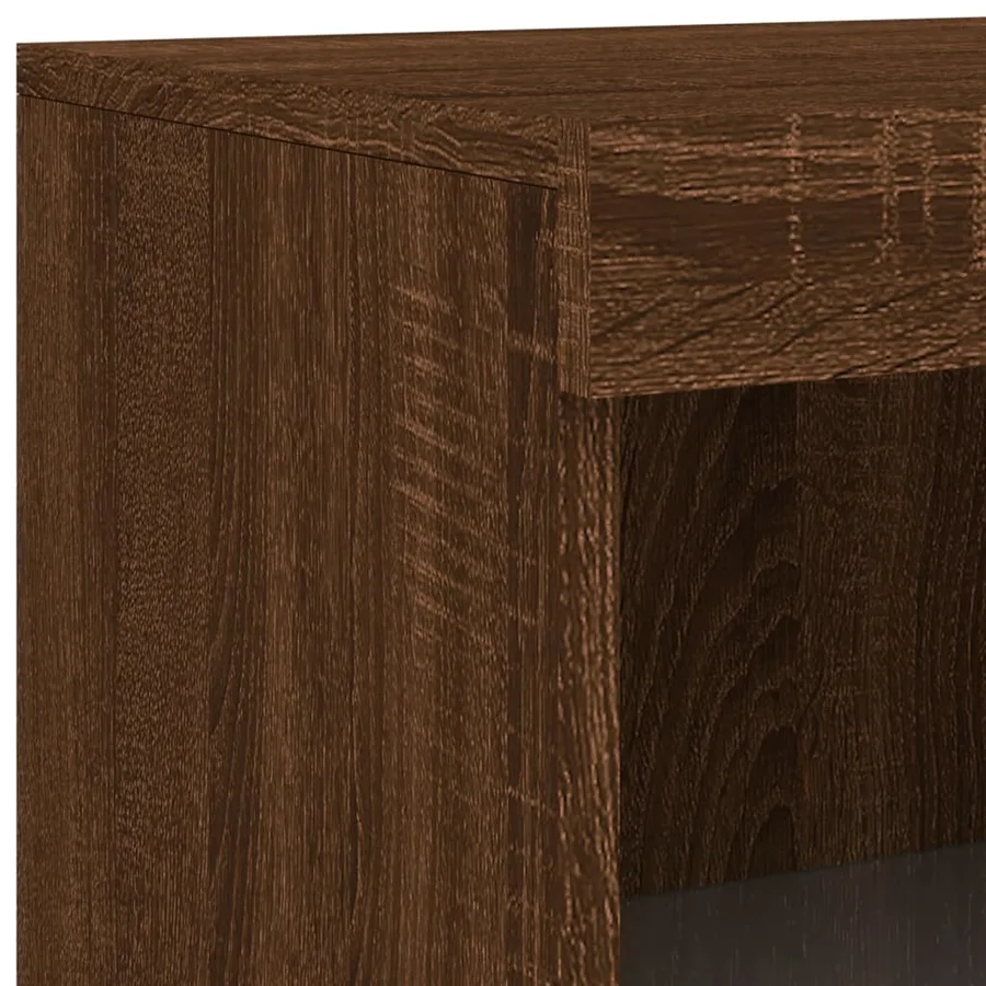 Armoire latérale avec lumières LED chêne marron bois ingénierie - 11