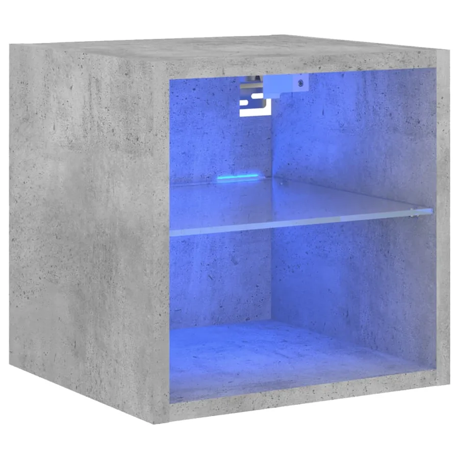 Meuble TV mural avec lumières LED gris béton 30x28,5x30 cm - 2