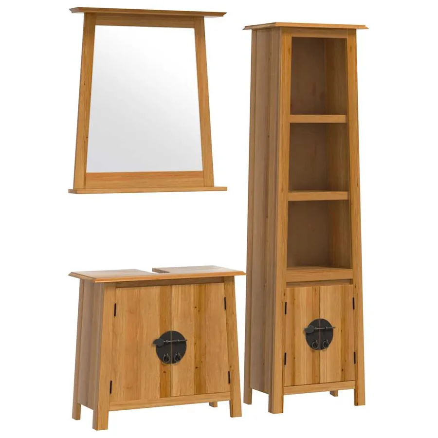 Ensemble de meubles de salle de bain 3 pcs bois de pin massif - 2