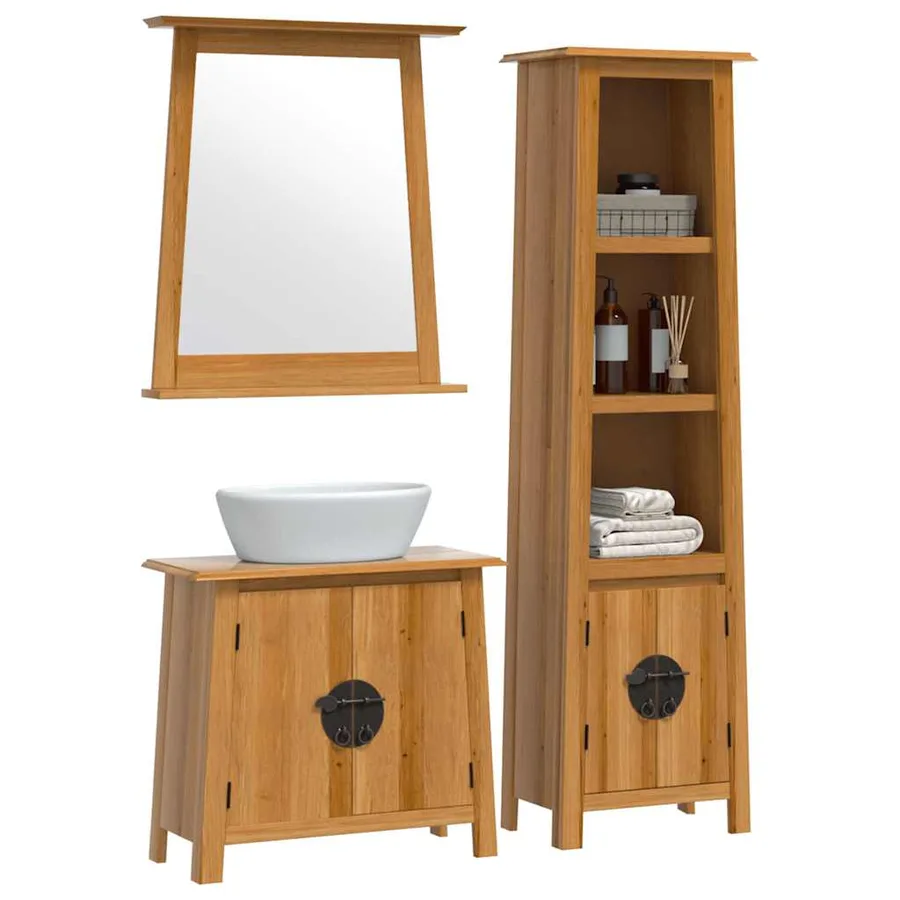 Ensemble de meubles de salle de bain 3 pcs bois de pin massif - 3