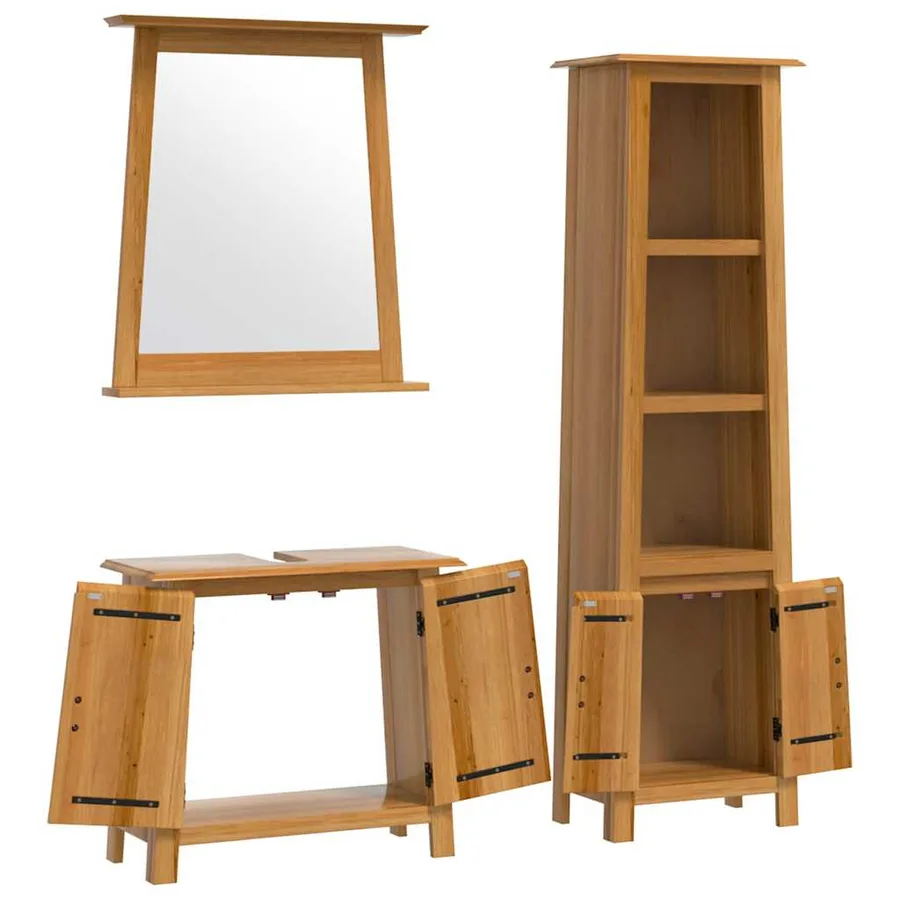 Ensemble de meubles de salle de bain 3 pcs bois de pin massif - 4