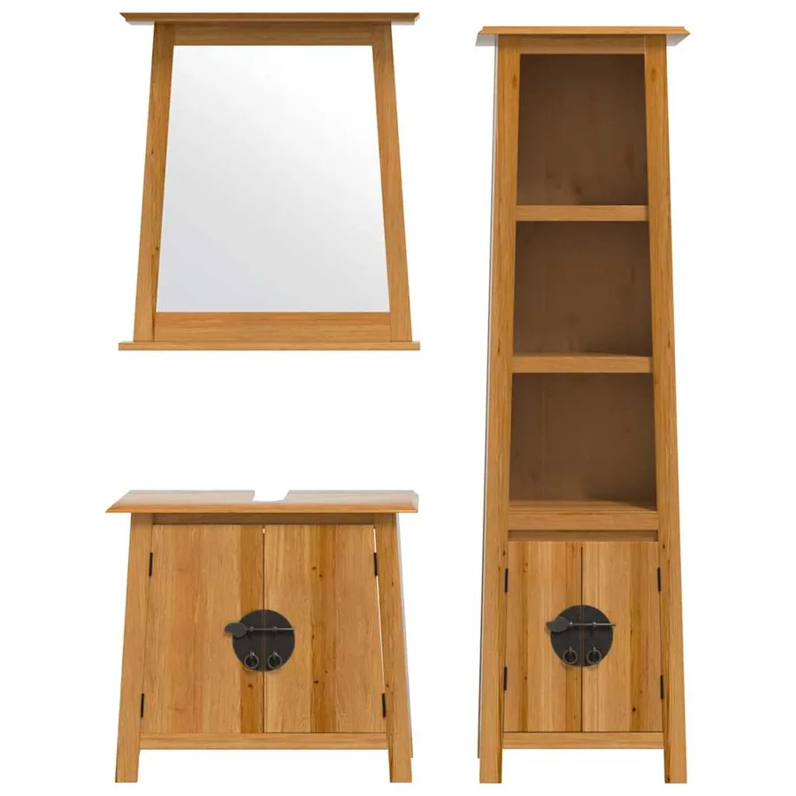 Ensemble de meubles de salle de bain 3 pcs bois de pin massif - 5