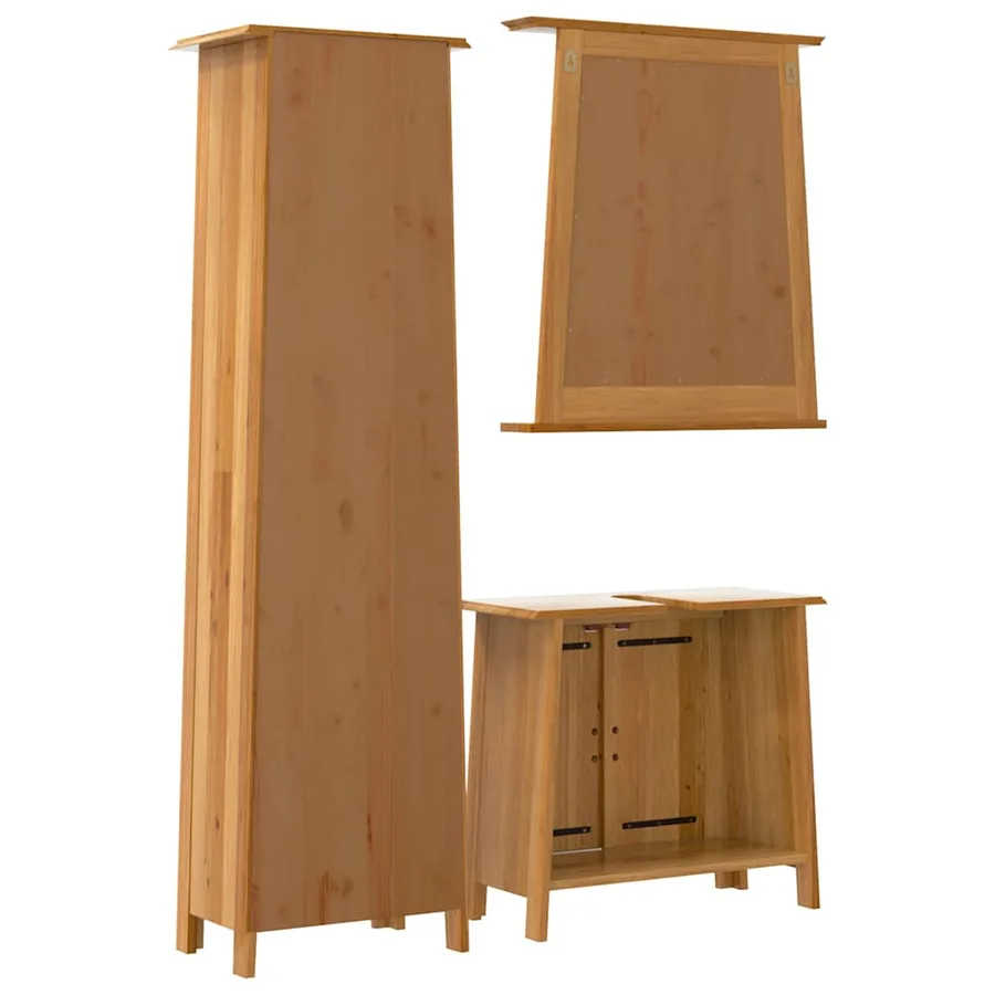 Ensemble de meubles de salle de bain 3 pcs bois de pin massif - 7
