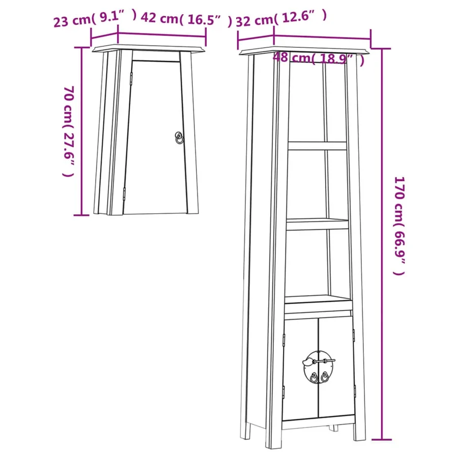 Ensemble de meubles de salle de bain 2 pcs bois de pin massif - 9