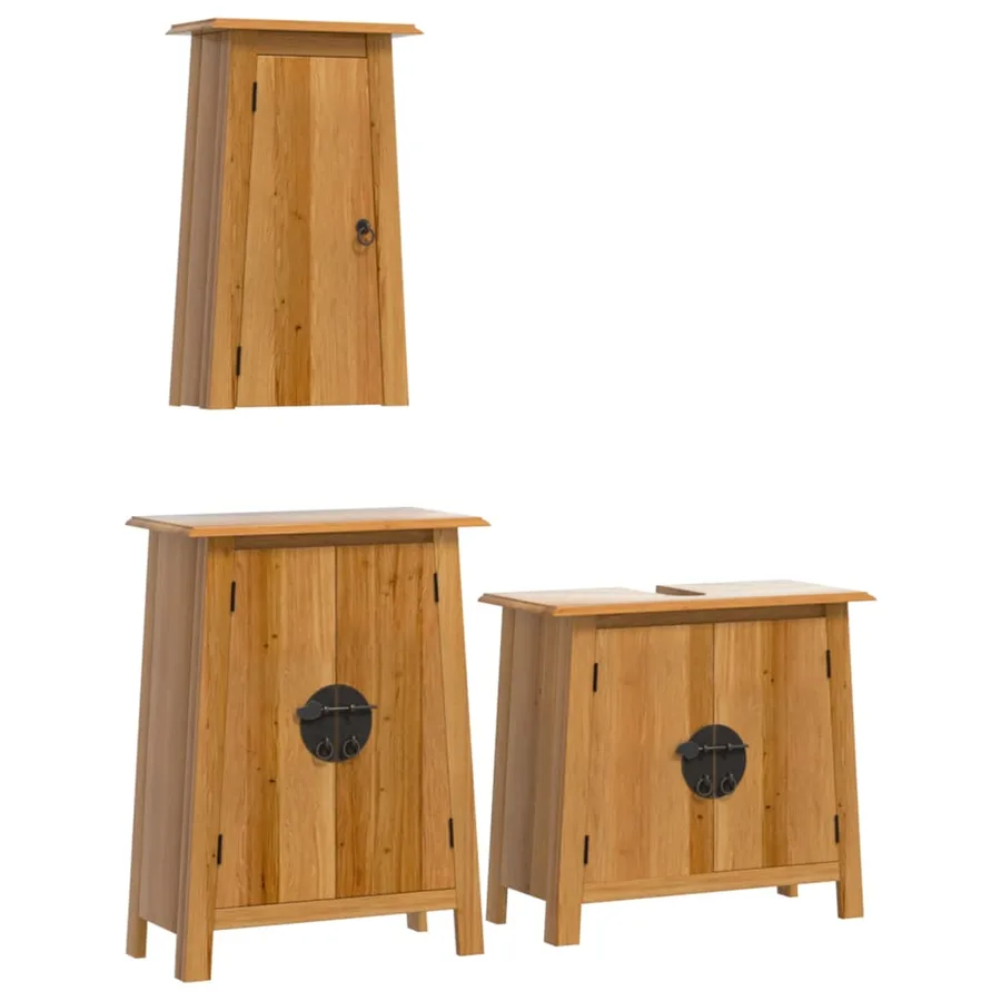 Ensemble de meubles de salle de bain 3 pcs bois de pin massif - 2