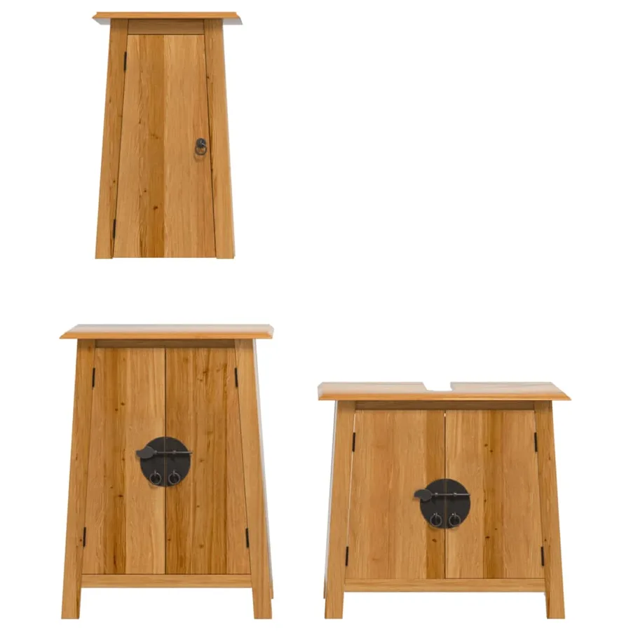 Ensemble de meubles de salle de bain 3 pcs bois de pin massif - 5
