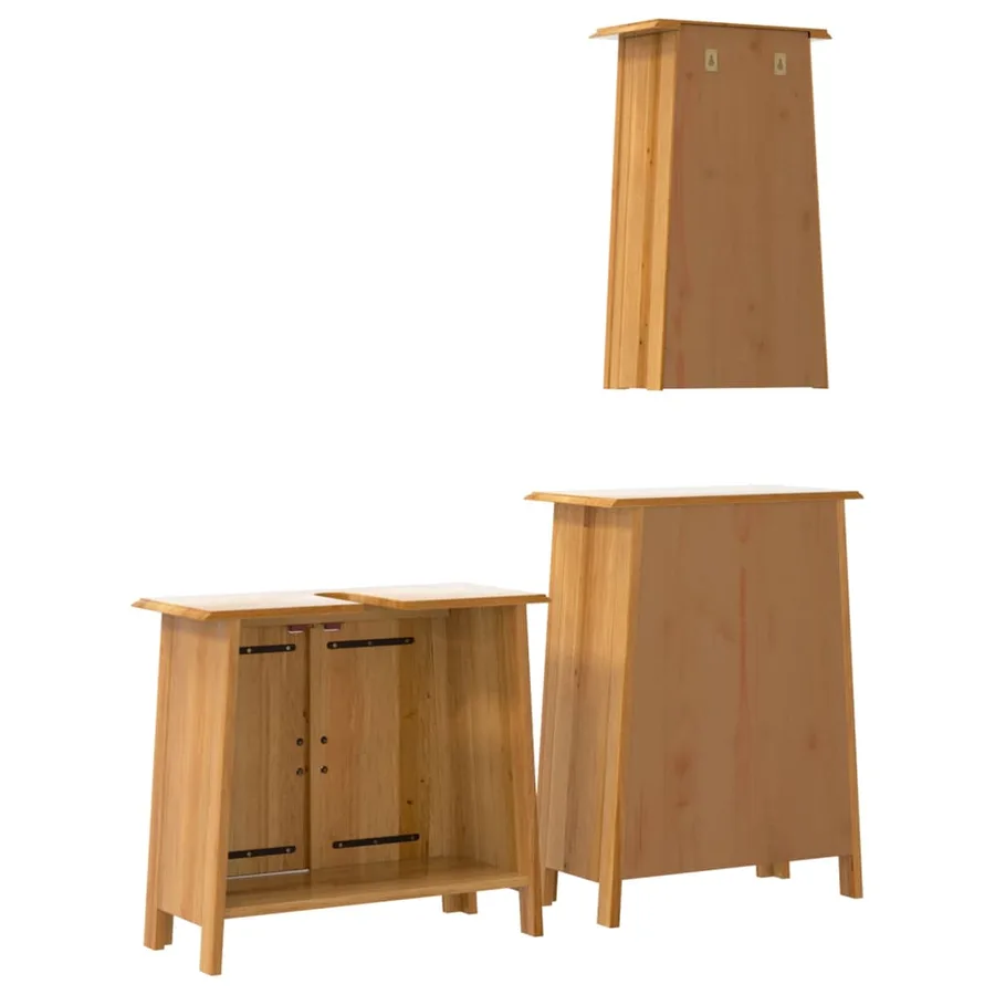 Ensemble de meubles de salle de bain 3 pcs bois de pin massif - 7