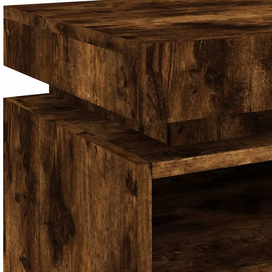 Armoire de chevet avec lumières LED chêne fumé 40x39x48,5 cm - 9